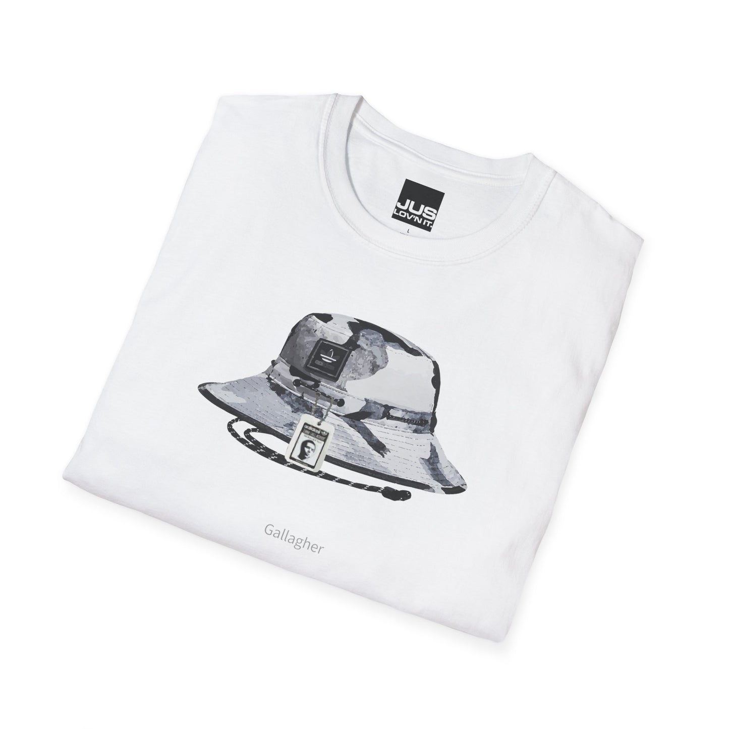 Gallagher Bucket Hat Unisex Softstyle T-Shirt, Gallaghers Iconic concert headwear unique Utility Boonie graphic tee, a Brit pop rock gift,