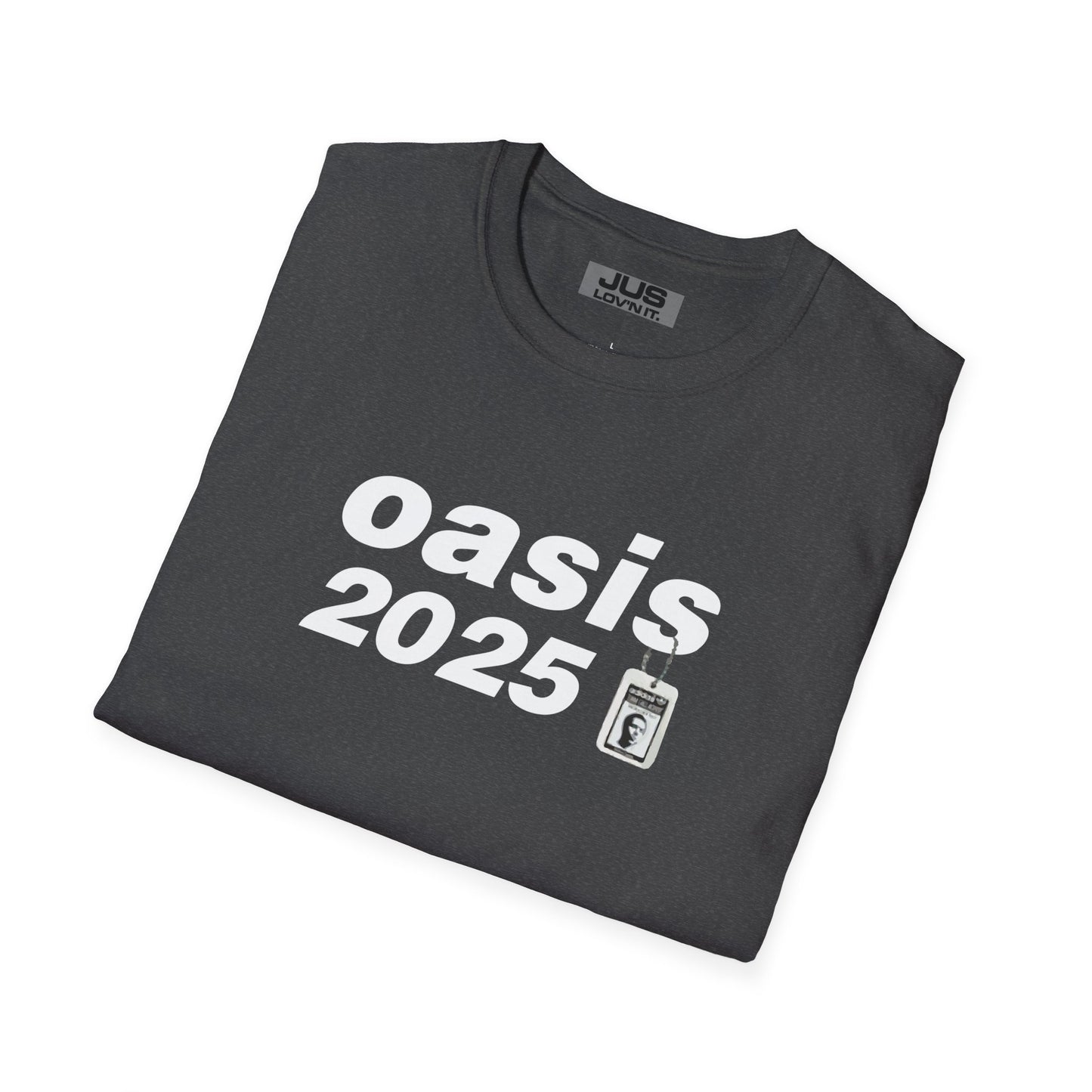 Oasis 2025 concert tee - Unisex Softstyle T-Shirt uniquely designed Oasis Gallagher white graphic, a brit pop rock gift.