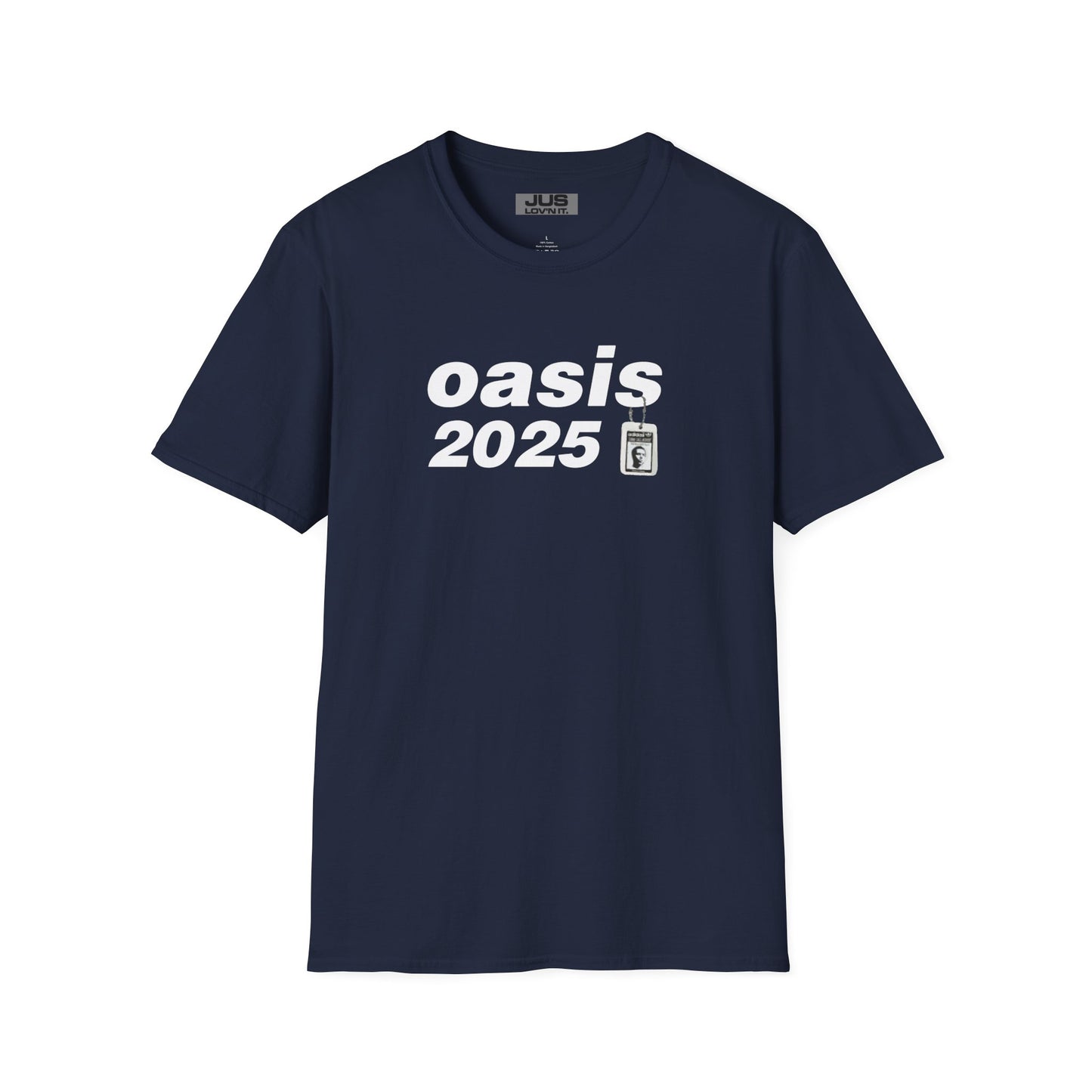 Oasis 2025 concert tee - Unisex Softstyle T-Shirt uniquely designed Oasis Gallagher white graphic, a brit pop rock gift.