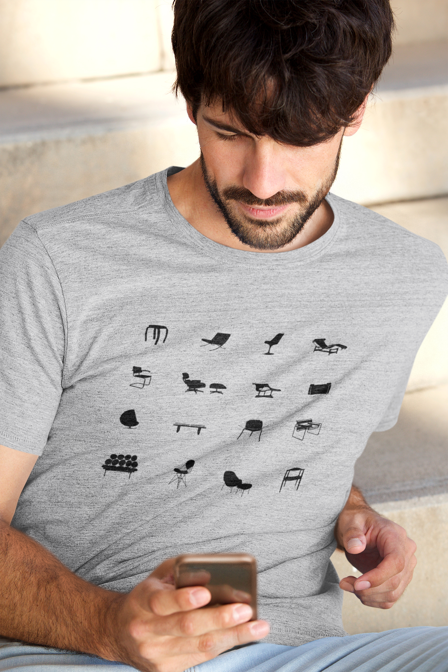 Mid Century Modern Tee, Retro Chic Iconic Chair Unisex T-Shirt, Silhouette Graphic, Bauhaus Style, Eames Chair, Design lover Gift.