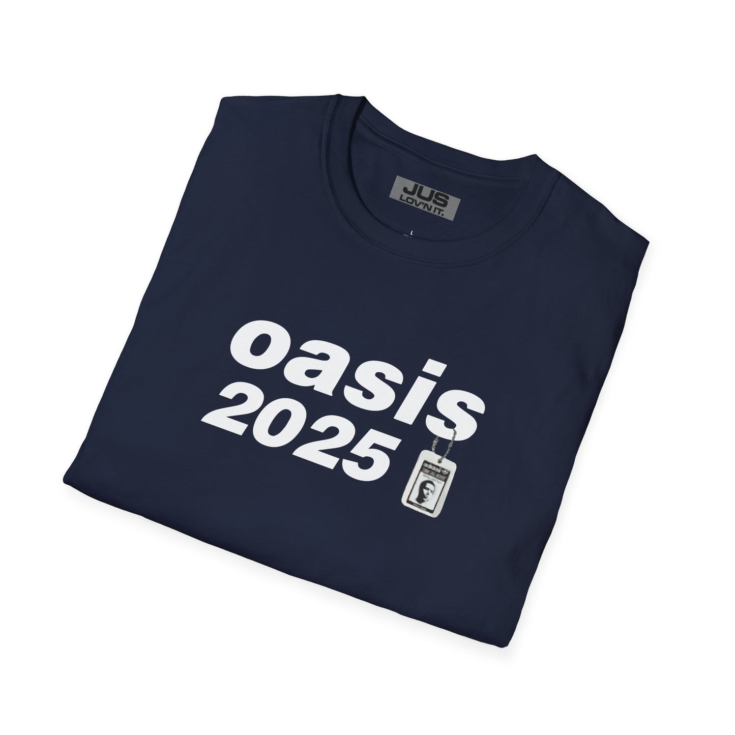 Oasis 2025 concert tee - Unisex Softstyle T-Shirt uniquely designed Oasis Gallagher white graphic, a brit pop rock gift.