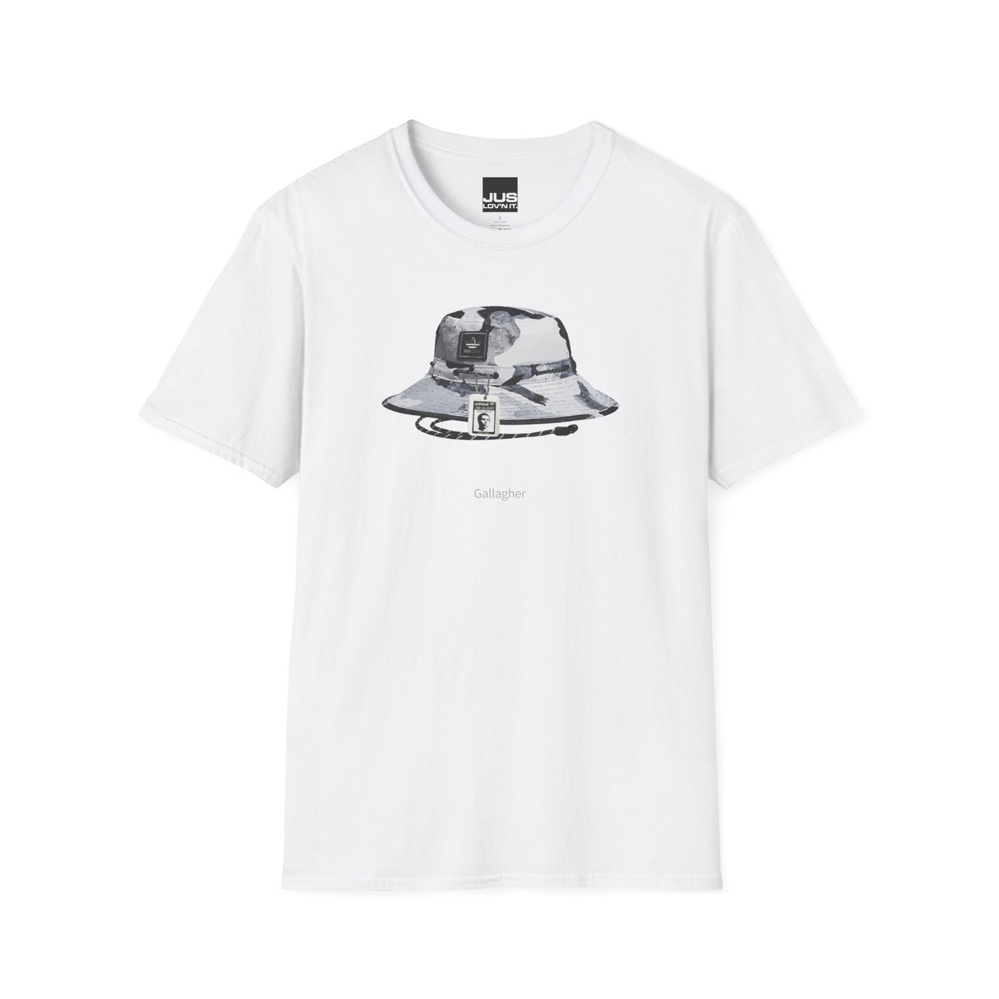 Gallagher Bucket Hat Unisex Softstyle T-Shirt, Gallaghers Iconic concert headwear unique Utility Boonie graphic tee, a Brit pop rock gift,