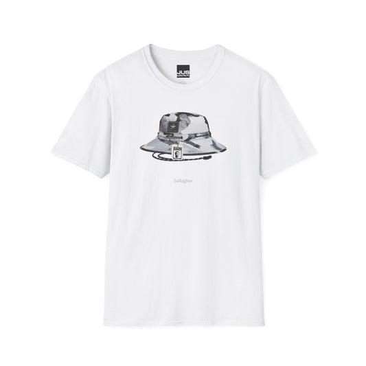 Gallagher Bucket Hat Unisex Softstyle T-Shirt, Gallaghers Iconic concert headwear unique Utility Boonie graphic tee, a Brit pop rock gift,