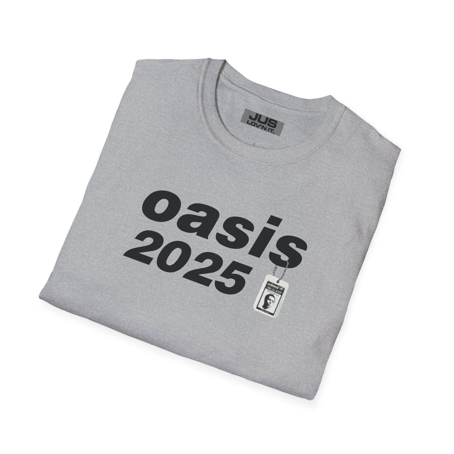 Oasis 2025 concert tee - Unisex Softstyle T-Shirt uniquely designed Oasis Gallagher white graphic, a brit pop rock gift.