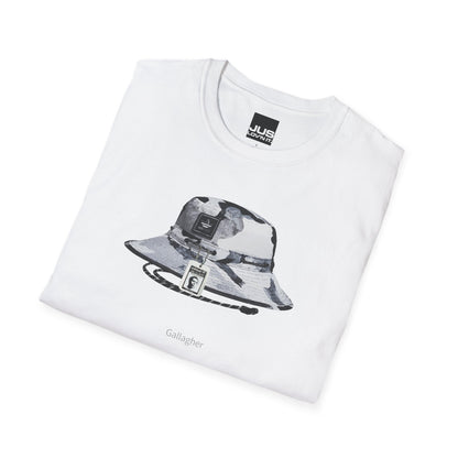 Gallagher Bucket Hat Unisex Softstyle T-Shirt, Gallaghers Iconic concert headwear unique Utility Boonie graphic tee, a Brit pop rock gift,