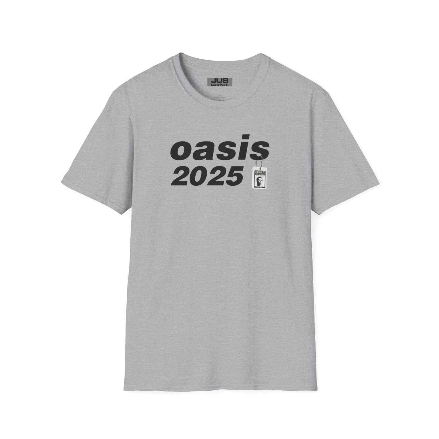 Oasis 2025 concert tee - Unisex Softstyle T-Shirt uniquely designed Oasis Gallagher white graphic, a brit pop rock gift.