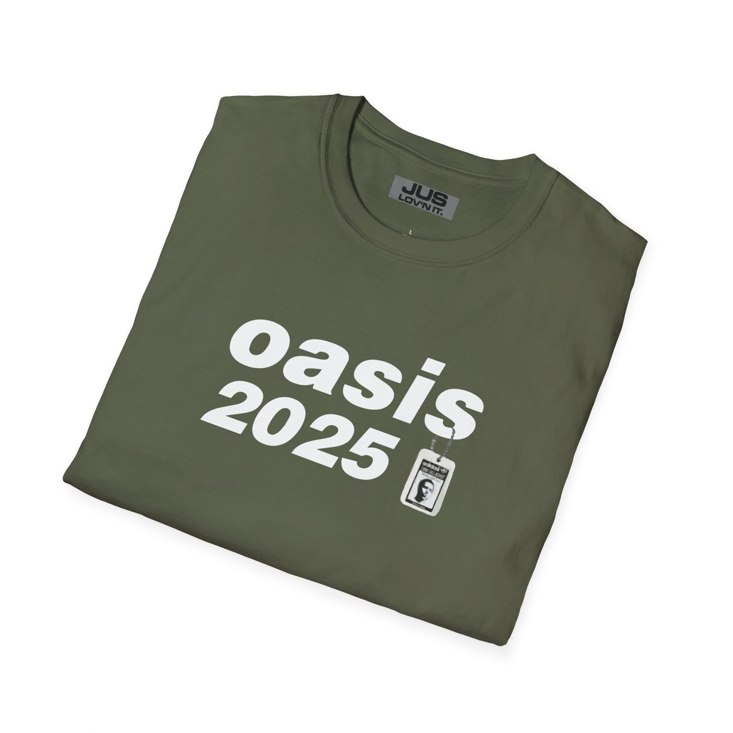 Oasis 2025 concert tee - Unisex Softstyle T-Shirt uniquely designed Oasis Gallagher white graphic, a brit pop rock gift.