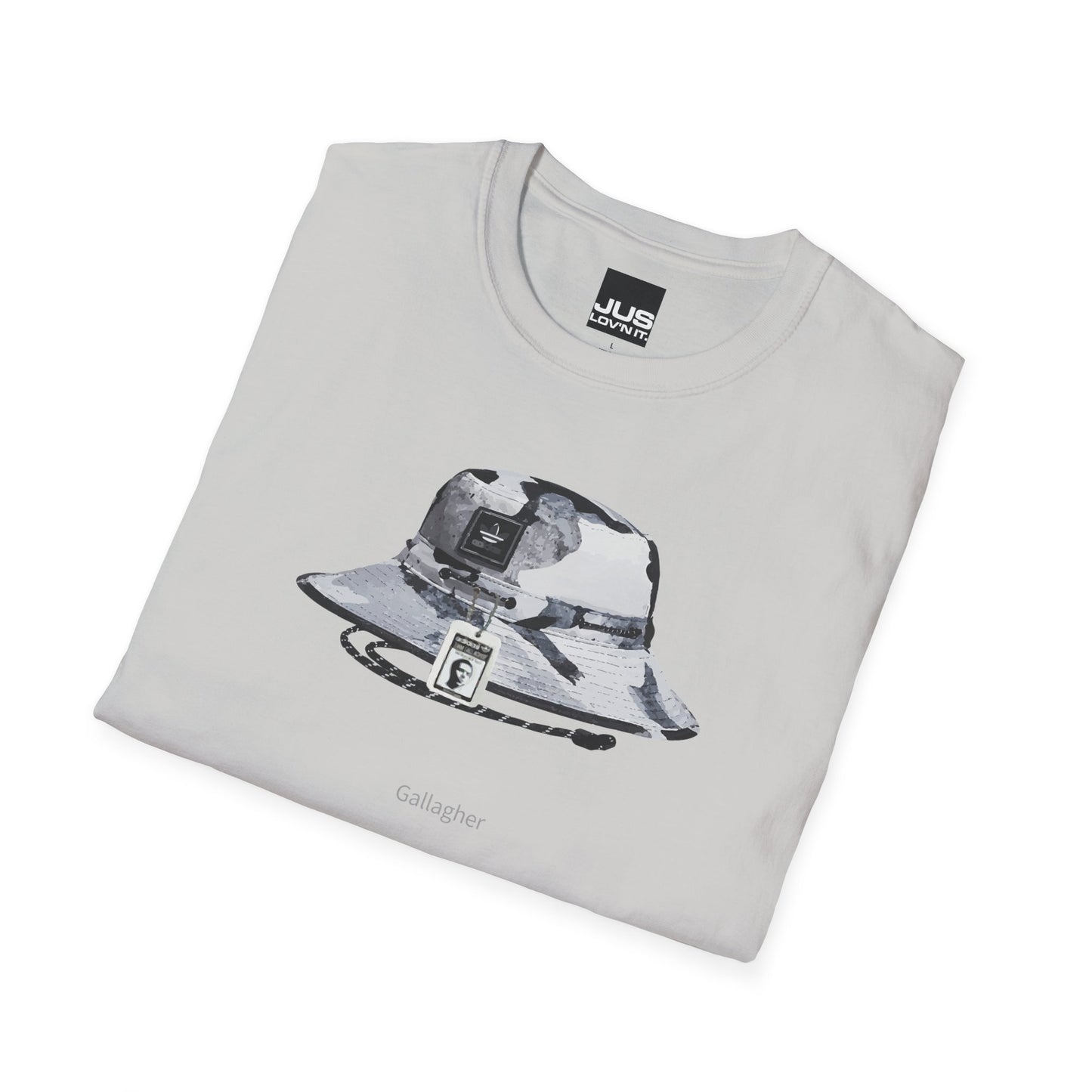Gallagher Bucket Hat Unisex Softstyle T-Shirt, Gallaghers Iconic concert headwear unique Utility Boonie graphic tee, a Brit pop rock gift,