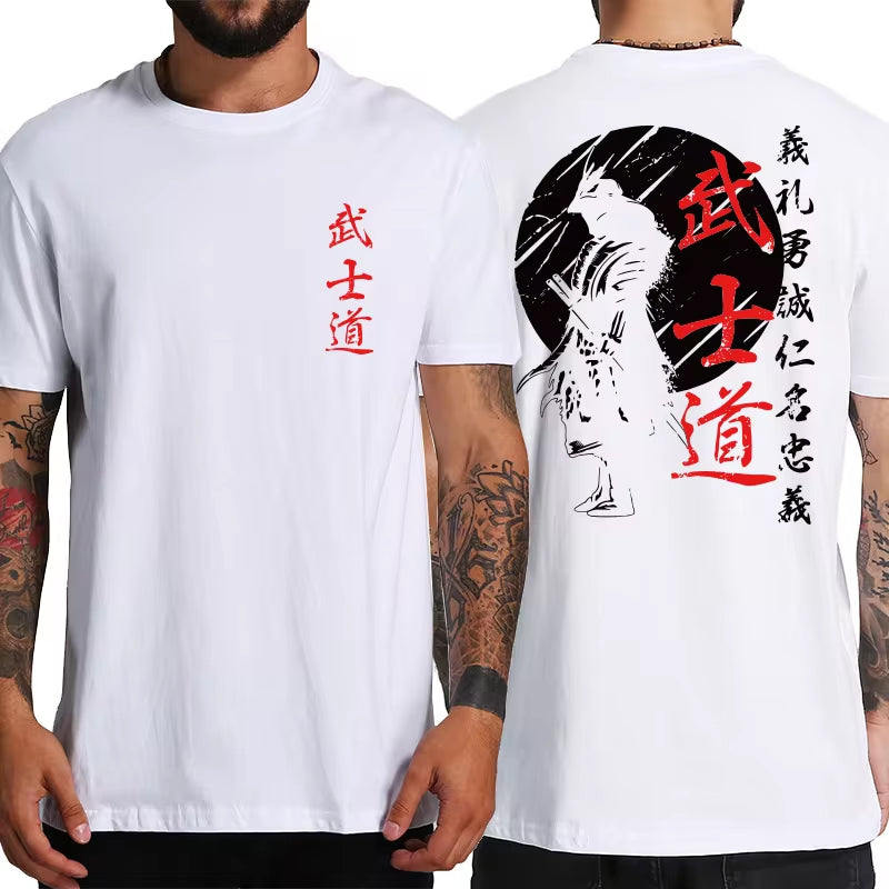 Unleash Your Inner Warrior with the Japan Samurai Spirit T-Shirt – 100% Cotton, Japanese Style Oversized Tee for Men!