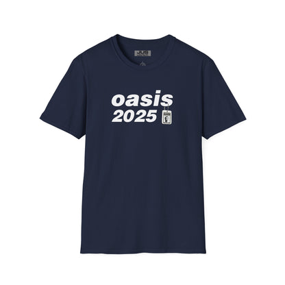 Oasis 2025 concert tee - Unisex Softstyle T-Shirt uniquely designed Oasis Gallagher white graphic, a brit pop rock gift.