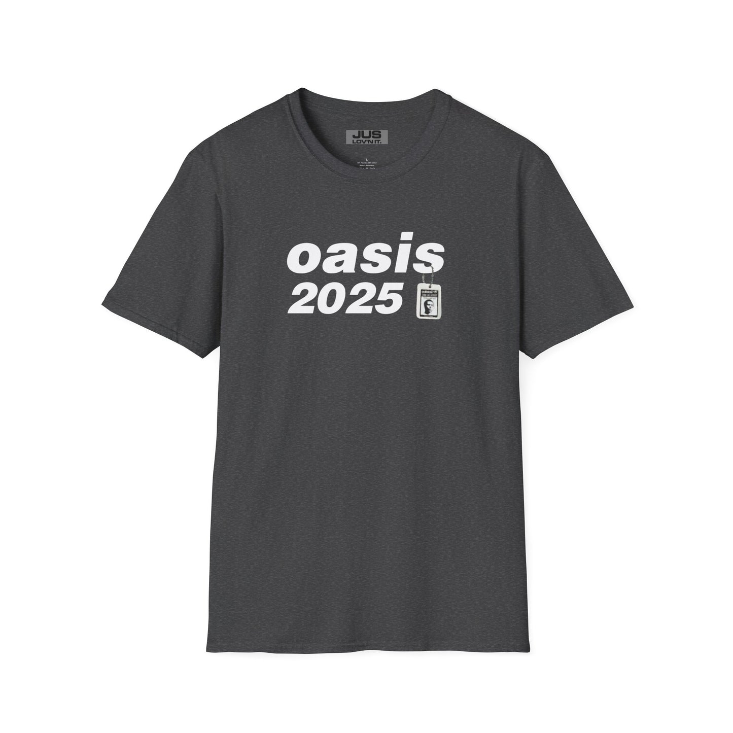 Oasis 2025 concert tee - Unisex Softstyle T-Shirt uniquely designed Oasis Gallagher white graphic, a brit pop rock gift.