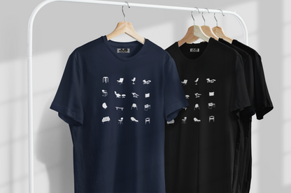 Mid Century Modern Tee, Retro Chic Iconic Chair Unisex T-Shirt, Silhouette Graphic, Bauhaus Style, Eames Chair, Design lover Gift.