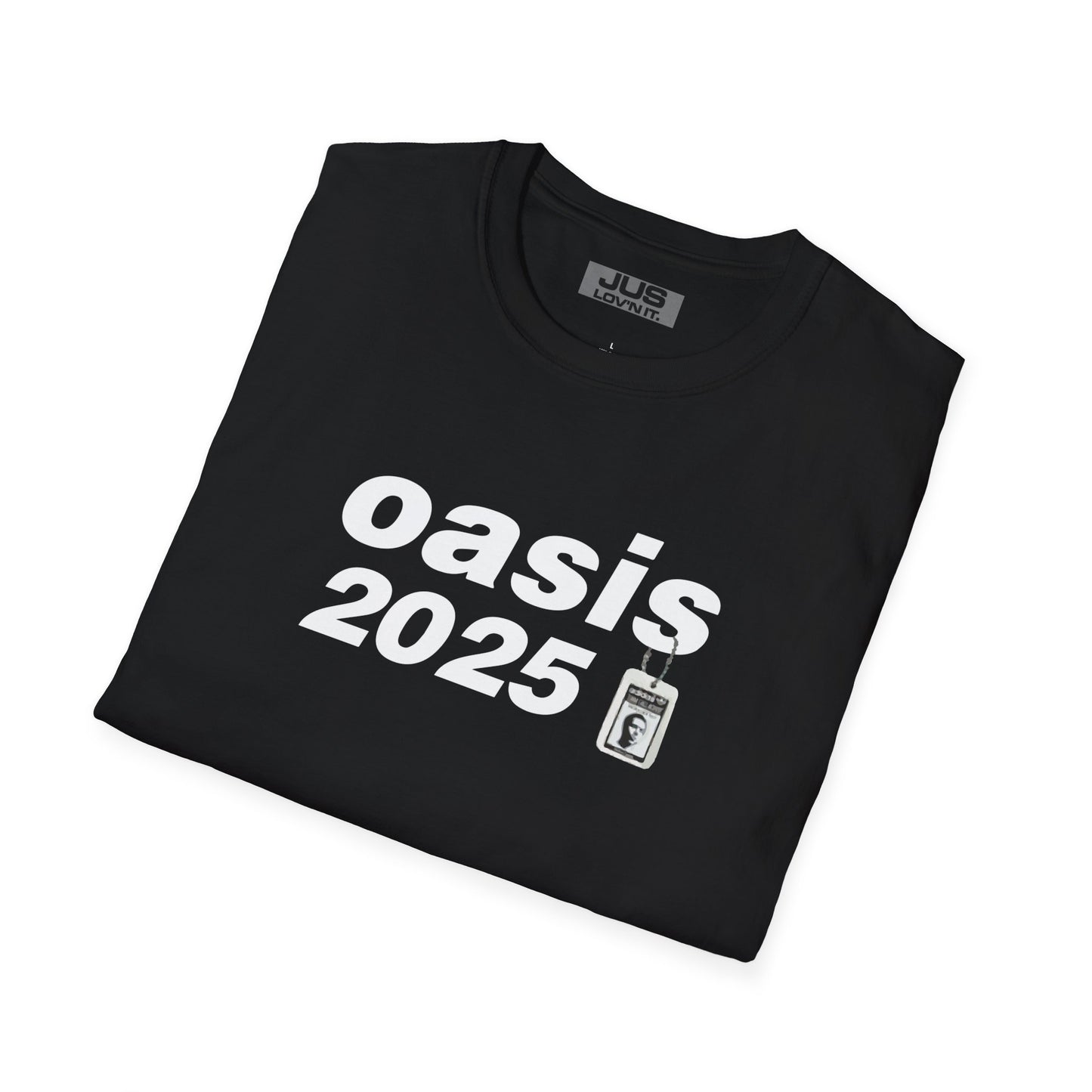 Oasis 2025 concert tee - Unisex Softstyle T-Shirt uniquely designed Oasis Gallagher white graphic, a brit pop rock gift.