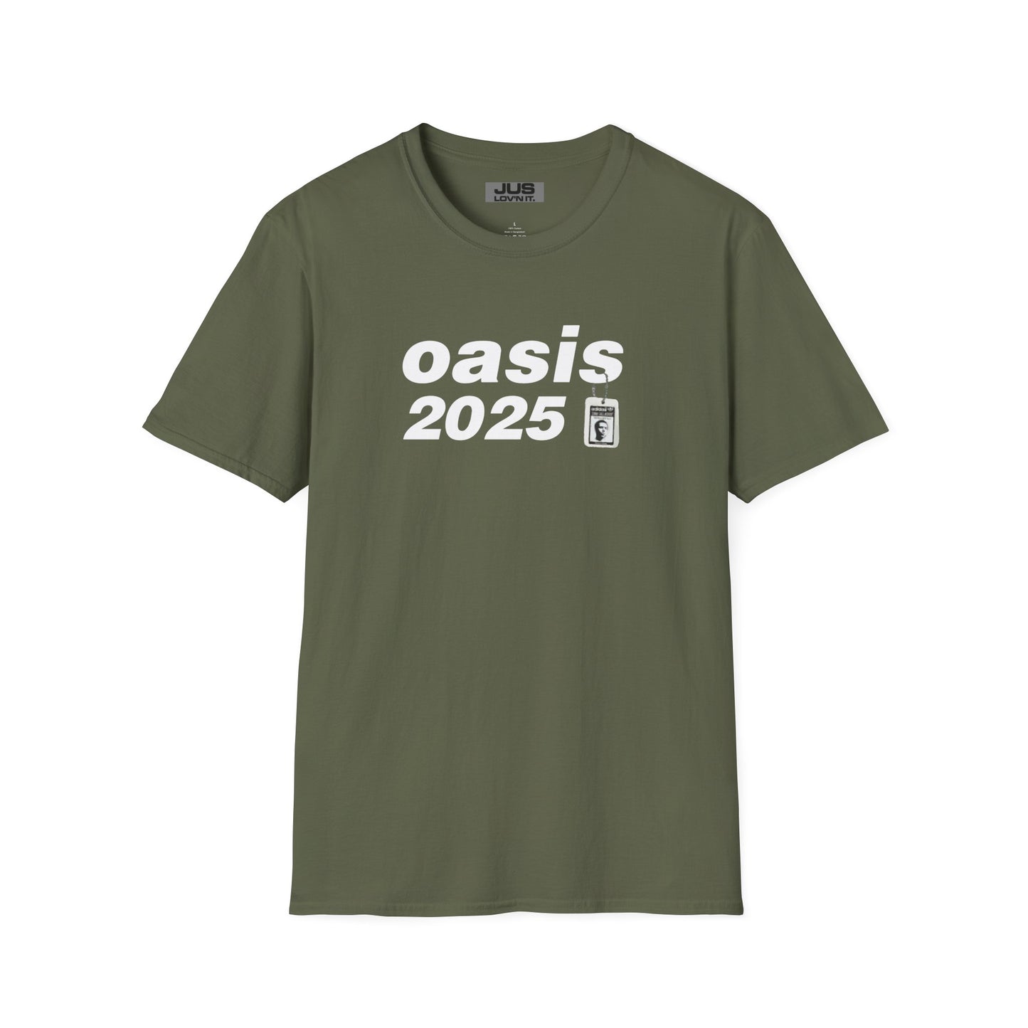 Oasis 2025 concert tee - Unisex Softstyle T-Shirt uniquely designed Oasis Gallagher white graphic, a brit pop rock gift.