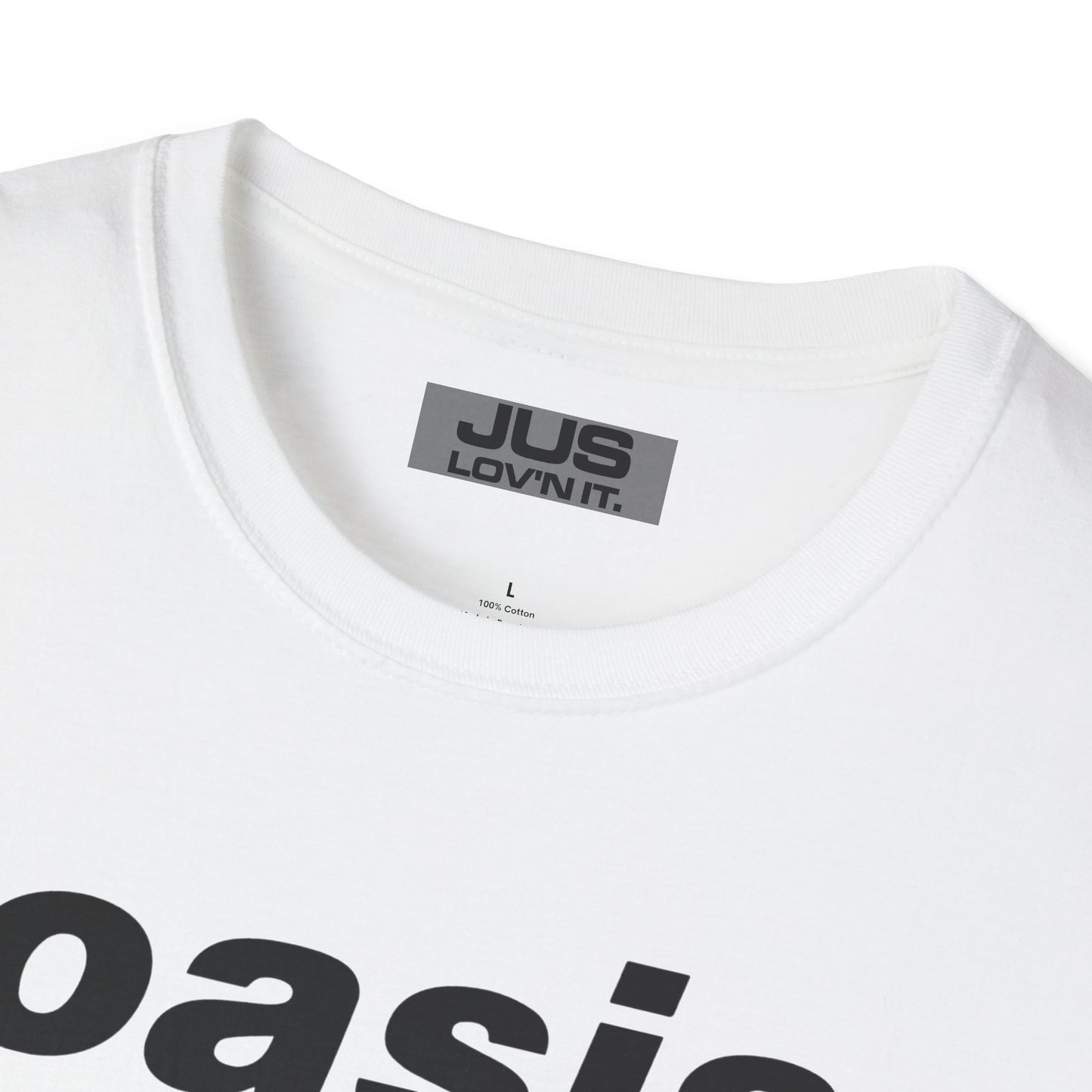 Oasis 2025 concert tee - Unisex Softstyle T-Shirt uniquely designed Oasis Gallagher white graphic, a brit pop rock gift.