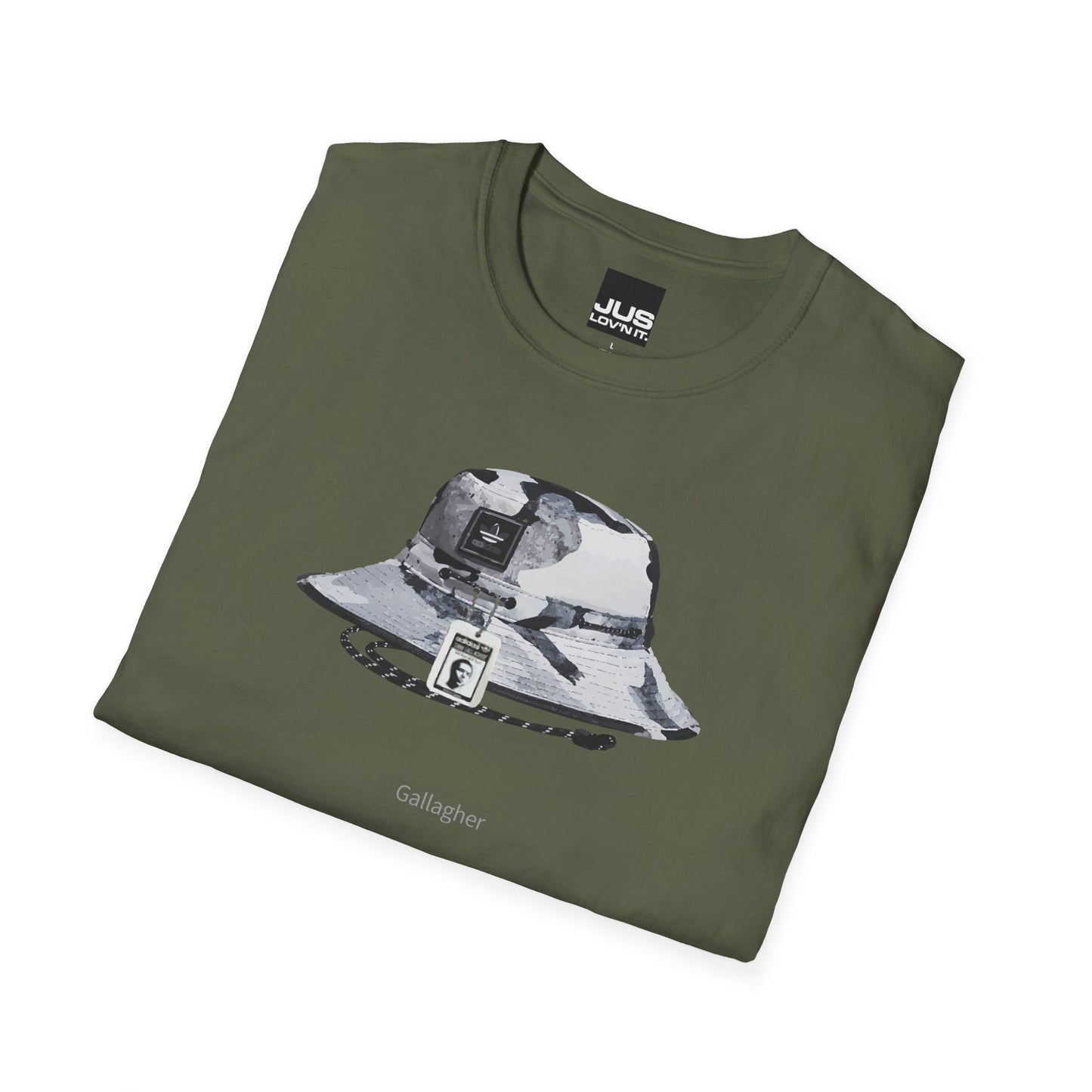 Gallagher Bucket Hat Unisex Softstyle T-Shirt, Gallaghers Iconic concert headwear unique Utility Boonie graphic tee, a Brit pop rock gift,