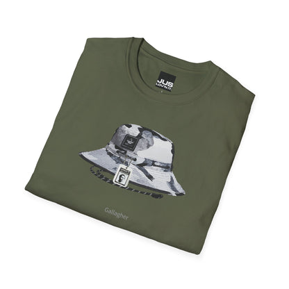 Gallagher Bucket Hat Unisex Softstyle T-Shirt, Gallaghers Iconic concert headwear unique Utility Boonie graphic tee, a Brit pop rock gift,