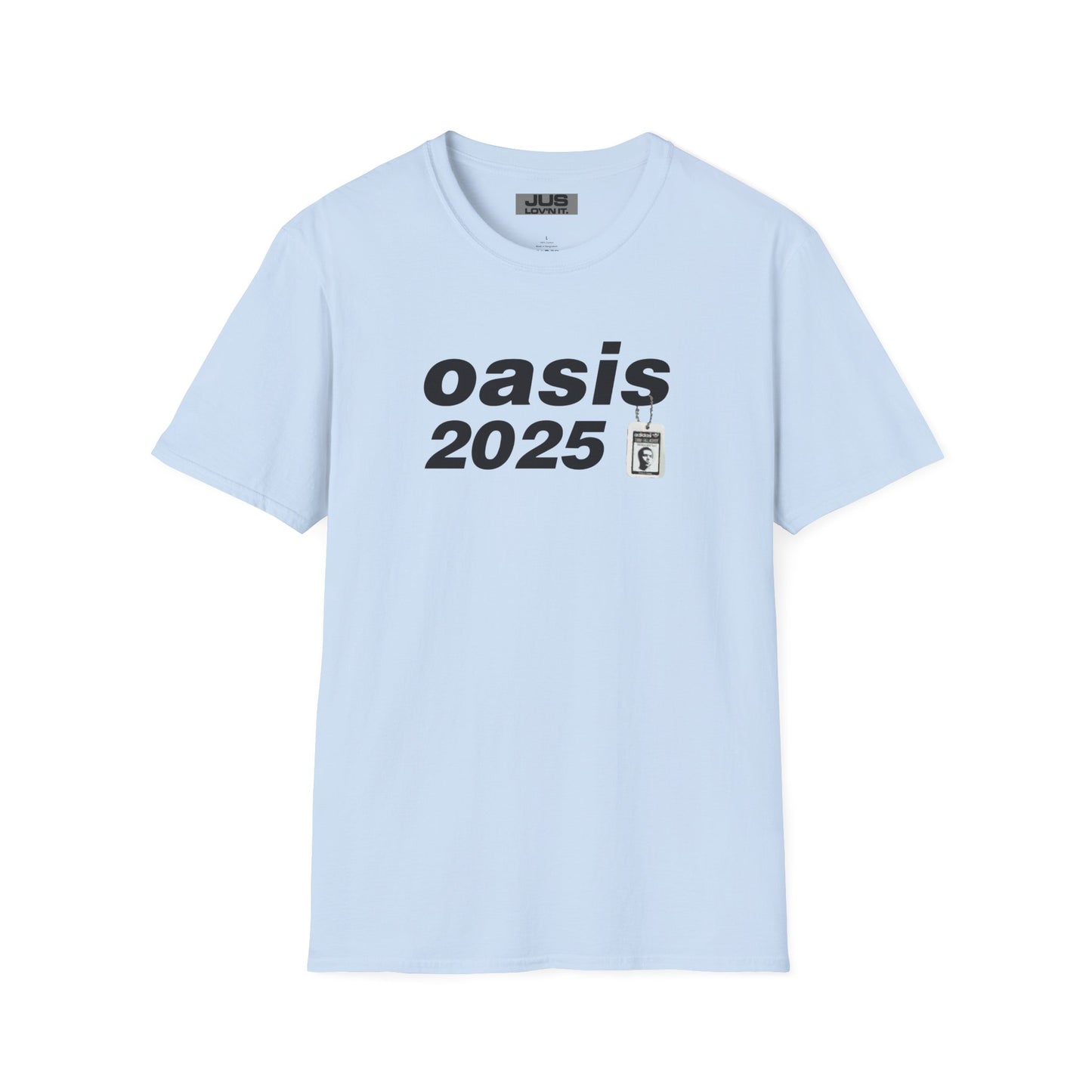 Oasis 2025 concert tee - Unisex Softstyle T-Shirt uniquely designed Oasis Gallagher white graphic, a brit pop rock gift.