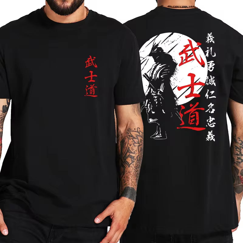 Unleash Your Inner Warrior with the Japan Samurai Spirit T-Shirt – 100% Cotton, Japanese Style Oversized Tee for Men!