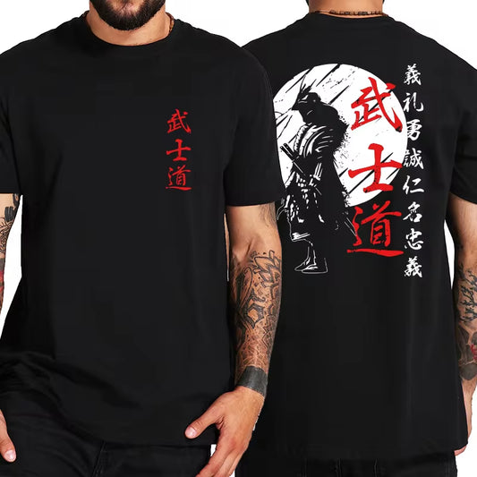 Unleash Your Inner Warrior with the Japan Samurai Spirit T-Shirt – 100% Cotton, Japanese Style Oversized Tee for Men!