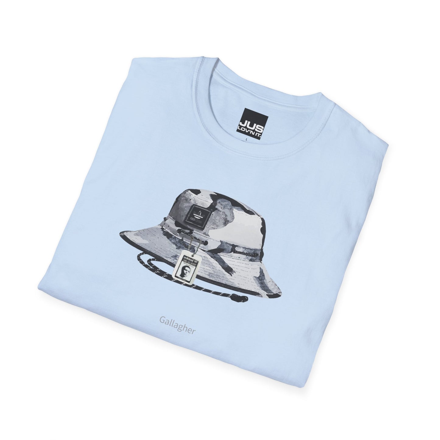 Gallagher Bucket Hat Unisex Softstyle T-Shirt, Gallaghers Iconic concert headwear unique Utility Boonie graphic tee, a Brit pop rock gift,