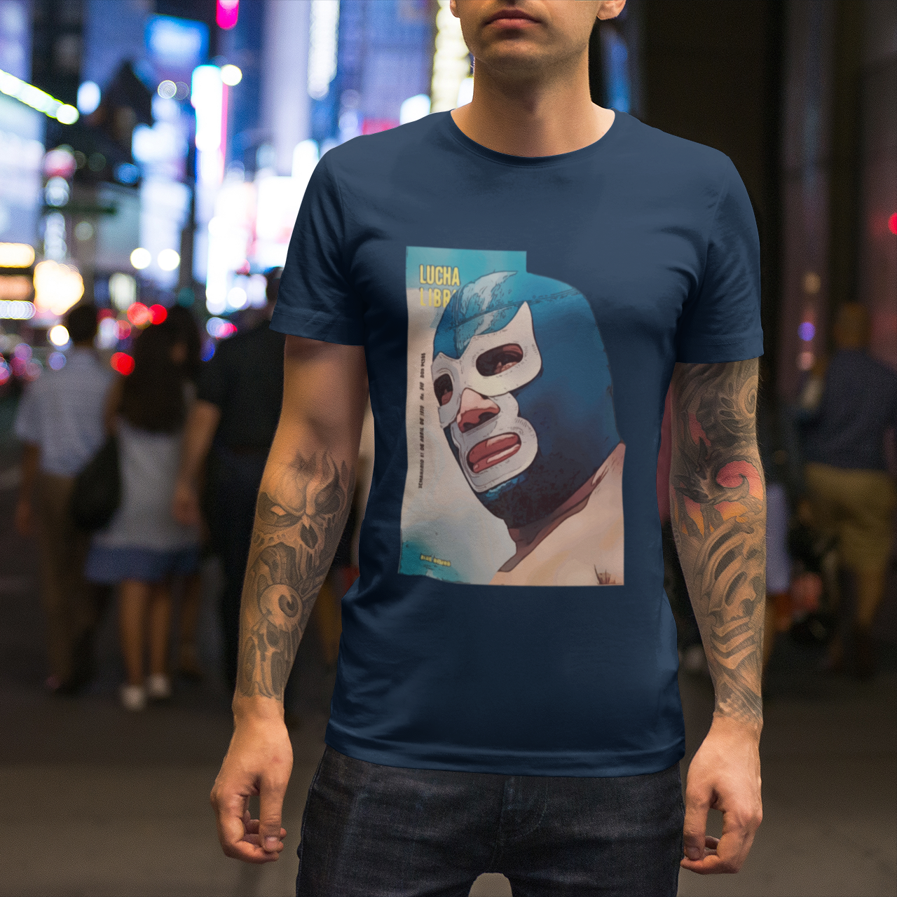 Blue Demon Luchador Vintage Graphic T-Shirt, Masked Mexican Wrestler tee, Lucha Libre Shirt, Casual Wear, Gift for Wrestling Fans